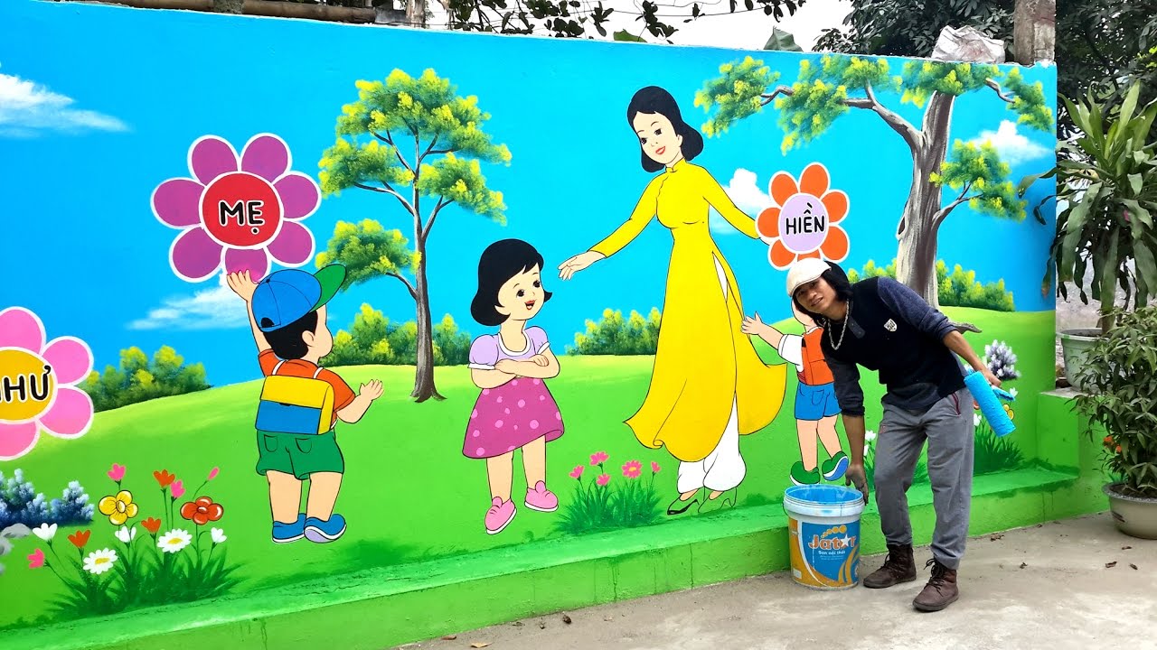 bức tranh tường mẫu giáo đơn giản