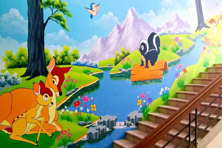bức tranh tường mẫu giáo đẹp