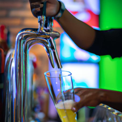 Quầy bar phục vụ đồ uống tại quán nhậu xem bóng đá