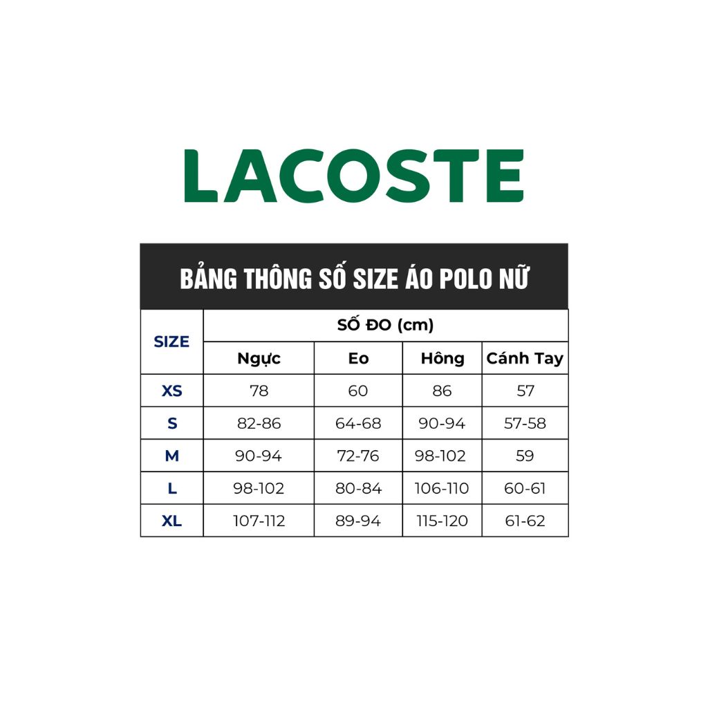 Bảng size áo Lacoste cho nữ